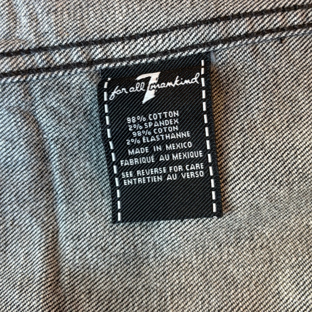 7 For All Mankind Women's Black Denim Button-Front  Trucker Jacket - Picture 6 of 12